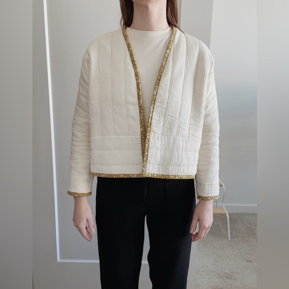 Handmade Elegant Cream Quilted Jacket - Picture 9 of 9